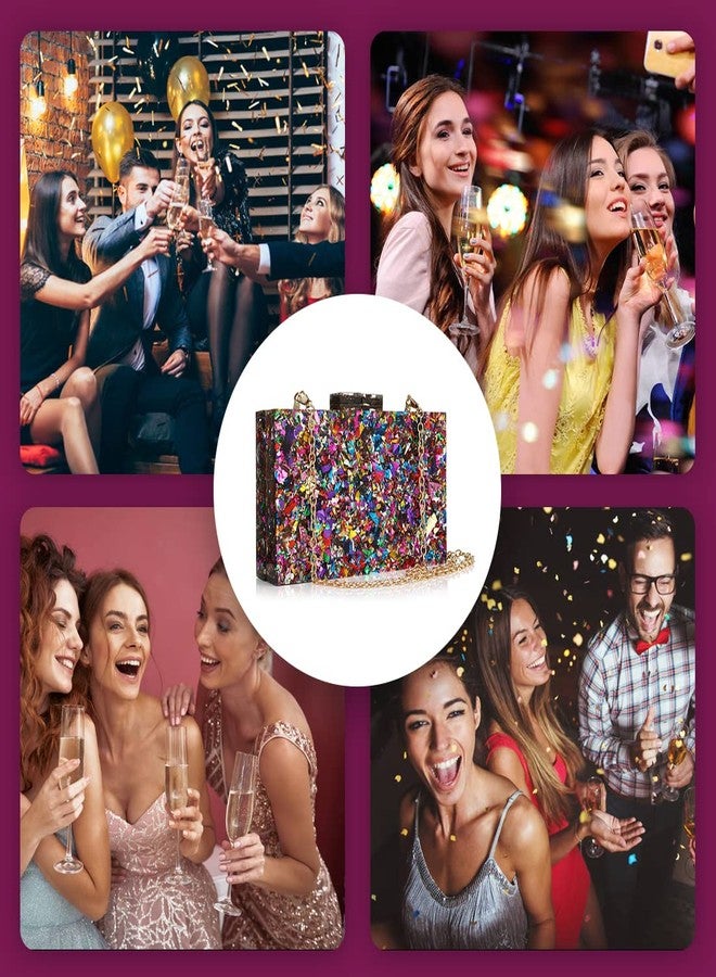 Simcat Acrylic Handbags for Women Multicolor Perspex Geometric Purses Box Clutch Elegant Crossbody Bag for Lady Evening Banquet Prom (Multi-colored) - Image 3